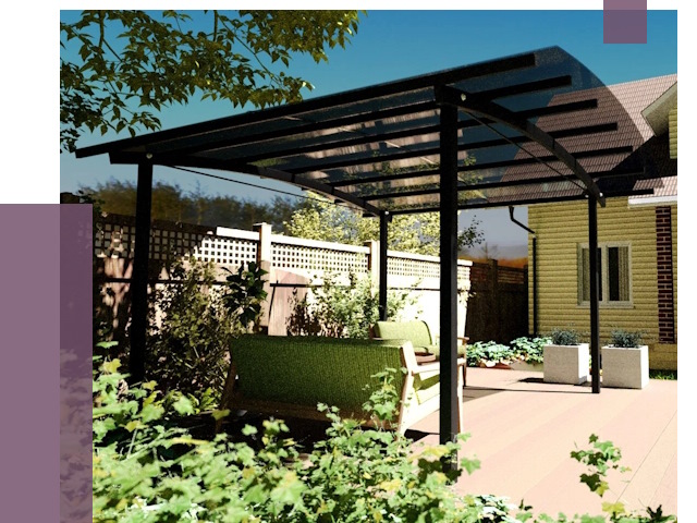 Навесы для террасы в Фурманове от 12990 руб. под ключ | ПРОЛЁТ-Фрв