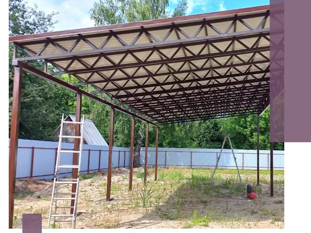 Односкатные навесы под ключ в Фурманове — изготовление и монтаж